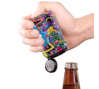 Creative Premium Beer Bottle Opener, 1 PC Stainless Steel Automatic Push Down No Damage Quick to Open Small Portable Bottle Cap Openers for Home Bars Picnic Camping Hiking Party (Blue)