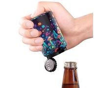 Creative Premium Beer Bottle Opener, 1 PC Stainless Steel Automatic Push Down No Damage Quick to Open Small Portable Bottle Cap Openers for Home Bars Picnic Camping Hiking Party (Pink)