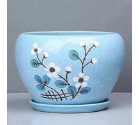 Creative Printing Ceramic Flower Pots Multicolor Marble Pattern Plant Potss Indoor Seeder Ceramic Plant Pots Nordic Style Straight with Drip Tray Pots Gardening Christmas Decorations (Extra Large)