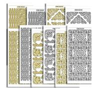 Creative Products Craftstickers Double Embossed Borders/Corners, Peel Off Stickers, Silver/Gold