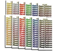 Creative Products Prismatic Christmas Stickers - Bumper Value Pack Multi-Colour Text Craft Peel Off Merry Xmas Stickers for Cards, Gifts, Scrapbooking & Decorations, 24 Sheets, 23 x 10 x 1 cm