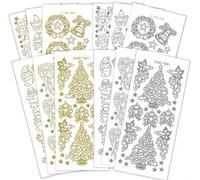 Creative Products Prismatic Christmas Stickers - Bumper Value Pack Picture Craft Xmas Stickers for Cards, Gifts, Scrapbooking & Decorations - Silver & Gold, 12 Sheets, 23 x 10 x 1 cm