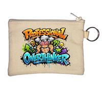 Creative Professional Overthinking Design Key Chain Coin Purse Beige