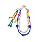 Creative PU Keychain Charm for Bags Clothing Accessories 2025 Braided Rope, Technology Blue and, Bohemian