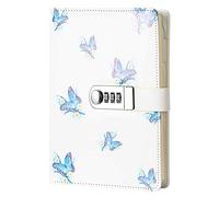 Creative PU Leather Password Notebook, A5 Wire Binding Fashion Daily Notebook, Secret Lined Sketchbook Organizer with Combination Lock Pen Holder and Card Slots, 150x215mm