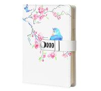 Creative PU Leather Password Notebook, A5 Wire Binding Fashion Daily Notebook, Secret Lined Sketchbook Organizer with Combination Lock Pen Holder and Card Slots, 150x215mm