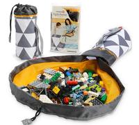Creative QT SlideAway On-The-Go Mini Toy Storage Bag and Play Mat - Available in Multiple Patterns - Grey Triangle Toy Bag