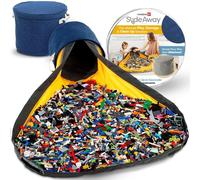 Creative QT SlideAway Toy Storage Organizer & Play Mat - LEGO-Compatible Toy Organizer Storage Bin for Building Toys- Kids Toy Box - Playroom Storage - Toy Holders for Kids Rooms - Navy Blue