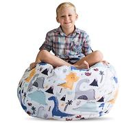 Creative QT Stuff ’n Sit Extra Large 38’’ Bean Bag Storage Cover for Stuffed Animals & Toys - Dinosaur Print - Toddler & Kids’ Rooms Organizer - Giant Beanbag Great Plush Toy Hammock Alternative