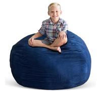 Creative QT Stuff ’n Sit Extra Large 38’’ Bean Bag Storage Cover for Stuffed Animals & Toys, Giant Beanbag Chair for Plush, Toddler & Kids Rooms Bedroom Organizer for Christmas, Royal Blue Corduroy