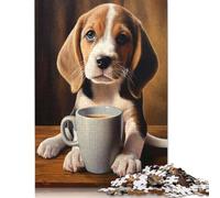 Creative Rectangular Puzzles for Adults 1000 Piece Cute Dog Puppy Coffee Pup Paper Puzzles-Puzzle Hands-on Game-Family Decoration 38x26cm/1000pcs