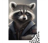 Creative Rectangular Puzzles for Adults 1000 Piece Cute Raccoon Paper Puzzles-Puzzle Hands-on Game-Family Decoration 1000pcs (38x26cm)