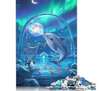 Creative Rectangular Puzzles for Adults 1000 Piece Dolphin Paper Puzzles Hands-on Game-Family Decoration 1000pcs (38x26cm)