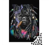 Creative Rectangular Puzzles for Adults 1000 Piece French Bulldog Dreadlocks Wooden Puzzles-Puzzle Hands-on Game-Family Decoration 1000pcs (75x50cm)