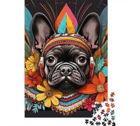 Creative Rectangular Puzzles for Adults 1000 Piece French Bulldog Wooden Puzzles-Puzzle Hands-on Game-Family Decoration 1000pcs (75x50cm)