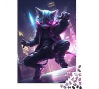 Creative Rectangular Puzzles for Adults 1000 Piece Futuristic Cat54 Paper Puzzles-Puzzle Hands-on Game-Family Decoration 1000pcs (38x26cm)