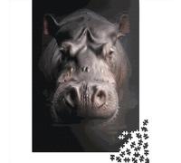Creative Rectangular Puzzles for Adults 1000 Piece Hippo Paper Puzzles-Puzzle Hands-on Game-Family Decoration 1000pcs (38x26cm)