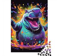 Creative Rectangular Puzzles for Adults 1000 Piece Hippo Paper Puzzles-Puzzle Hands-on Game-Family Decoration 1000pcs (38x26cm)