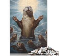 Creative Rectangular Puzzles for Adults 1000 Piece Moses Otter Wooden Puzzle Hands-on Game-Family Decoration 1000pcs (75x50cm)