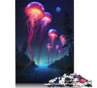 Creative Rectangular Puzzles for Adults 1000 Piece Synthwave Jellyfish Paper Puzzles-Puzzle Hands-on Game-Family Decoration 38x26cm/1000pcs