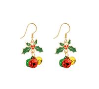 Creative Red Green Ball Christmas Jingle Bell Tinkle Dangle Drop Earrings For Women Cute Ornament Fish Hook Lightweight Dangling Hanging Hypoallergenic Holiday Festival Party Decor Family Jewelry Gift