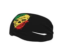 Creative Republic of The Congo Patriot Skull National Flag Headbands Men Women Non Slip Wicking Sports Sweatband for Gym Basketball Yoga Hairbands