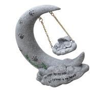 Creative Resin Cat Memorial Stone Moon Shaped PET Grave Marker for Garden Decoration Angel Cat Ornament 12 Outdoor Memorial for Beloved Pets