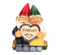 Creative Resin Garden Gnome Couple Dwarf Heart Shaped Statue Waterproof and Durable Suitable for Garden Gifts Patio Lawn Decoration