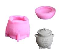 Creative Resin Jar Silicone Molds with Lid for Epoxy Resin Holder Storage Jar Jewelry Box Chocolate Baking Tool Witch Cauldron Plaster Cup Mold Silicone Cauldron Mold