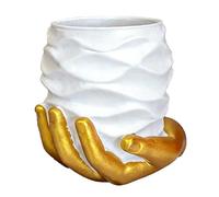 Creative Resin Pen Holder for Desk 2 Pack,Crinkled Sack Pencil Cup Makeup Brush Organizer Modern Aesthetic Office Desk Accessories Gift for Women Men(White)