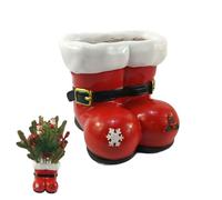 Creative Resin Santa Boots, Small Santa Boots Christmas Planter, Red and White Decorative Holiday Flower Pot with Snowflake Design, Indoor Outdoor Decor, 11 cm Height, Thanksgiving
