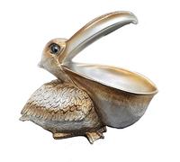 Creative Resin Statues The Pelican Statue Birds Figurines,Cell Phone and Keys Holder Adornments for Home & Office Desk Decor 8.1" inches (Silver)