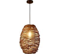 Creative Restaurant Table Rattan Light Fixture, Weaving Kitchen Chandelier,Wicker Pendant Lights,Adjustable Island Lights Brown