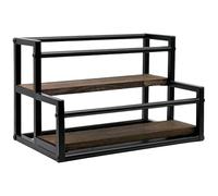 Creative Retro Wooden 2-Tier Syrup Holder Wine Rack for Café & Bar Multi-Use Kitchen Organizer for Syrups Dressings and Vinegars - Perfect for Coffee Lovers