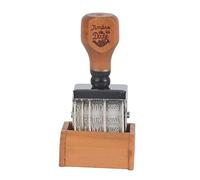 Creative Retro Wooden Handle Date Stamp, 9 Digits Roller Stamp Rubber Stamp DIY Craft Card Making Planner Scrapbooking Supplies for Office Home School Organization Projects