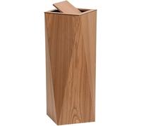 Creative Rhombus Smart Trash Can with Lid Swing Top Wooden Waste Basket Modern Design for Living Room Bedroom Bathroom - Stylish Natural Finish (Large)