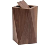 Creative Rhombus Smart Trash Can with Swing Lid - Stylish Wooden Waste Basket for Living Room Bedroom & Bathroom - Modern Design (Cact Functal Bruin S)