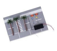 Creative road scene set for 1/64 scale model with street light tree of road and road signs for modeling enthusiasts