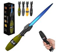 Creative Rocket Fidget Lighter, Adjustable Windproof Blue Flame Torch Lighter with Safety Lock, Cool Rotation Lighters with Refillable Butane Lighters for Men BBQ Camping(Green-a)