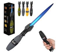 Creative Rocket Fidget Lighter, Adjustable Windproof Blue Flame Torch Lighter with Safety Lock, Cool Rotation Lighters with Refillable Butane Lighters for Men BBQ Camping(Gray-a)