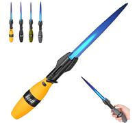 Creative Rocket Fidget Lighter,Windproof Blue Flame Torch Lighter With Safety Lock And Adjustable Blue Flame,Rotation Lighters With Refillable Butane Gas for BBQ & Camping (Yellow)