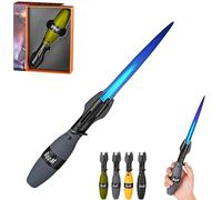 Creative Rocket Fidget Lighter, with Safety Lock and Adjustable Blue Flame, Windproof Blue Flame Torch Lighter, Cool Rotation Lighters with Refillable Butane Lighters, BBQ Camping (Gray)