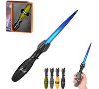 Creative Rocket Fidget Lighter, with Safety Lock and Adjustable Blue Flame, Windproof Blue Flame Torch Lighter, Cool Rotation Lighters with Refillable Butane Lighters, BBQ Camping (Black)