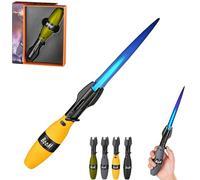 Creative Rocket Fidget Lighter, with Safety Lock and Adjustable Blue Flame, Windproof Blue Flame Torch Lighter, Cool Rotation Lighters with Refillable Butane Lighters, BBQ Camping (Yellow)