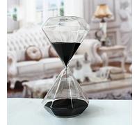 Creative Romantic Colorful Fashion Diamond Shape Glass Hourglass Sandglass Timer Home Desk Decor Kithchen Cooking Countdown Use Xmas Birthday Gift(15 Minutes Black)