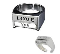 Creative Rotatable Mood Control Fuck Ring, Funny Fu*k Love Spinner Fidget Square Rings, Adjustable Anxiety Relieve Stress Inspirational Handmade Ring, Statement Inspirational Jewelry Gift (Love)