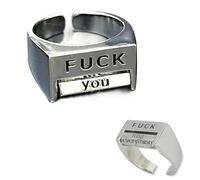 Creative Rotatable Mood Control Fuck Ring, Funny Fu*k Love Spinner Fidget Square Rings, Adjustable Anxiety Relieve Stress Inspirational Handmade Ring, Statement Inspirational Jewelry Gift (Fu*k)