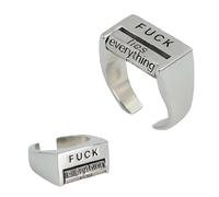 Creative Rotatable Mood Control Ring, Spinner Fidget Rings, Retro Style Open Adjustable Anxiety Ring, Inspirational Statement Gifts (Fu*k 2PC)