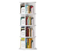 Creative Rotating Bookshelf Household goods shelf Easy to use Doesn't hurt anything Plenty of storage space(White,128*51cm)
