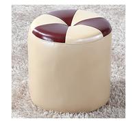 Creative Round Ottoman Footstool - Upholstered Faux Leather Stool for Couch Desk Office & Living Room - Slish Small Step Stool for Home Decor and t